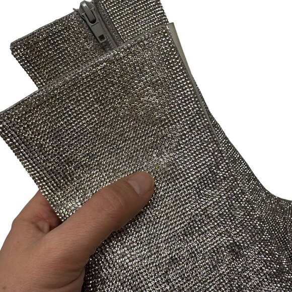 Steve Madden Finley-R Rhinestone Embellished Peep Toe Stiletto Boots Size 5.5 - Picture 9 of 11